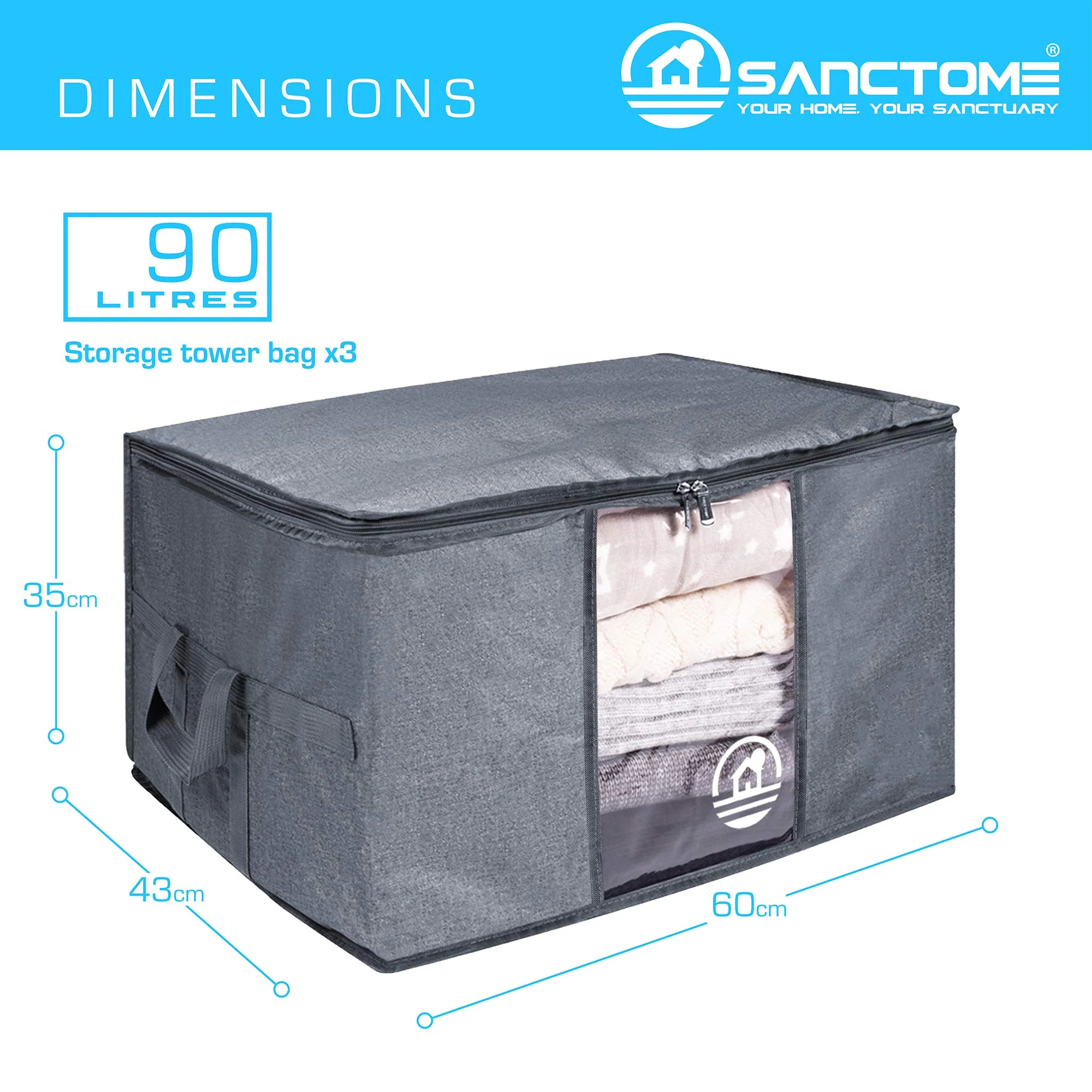 Sanctome Grey 90L Storage Bag - Set of 3 - Image 2